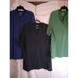 Lot of 3 Duluth Trading Co Mens Longtail T Henley Shirts Blue Navy Green L‎